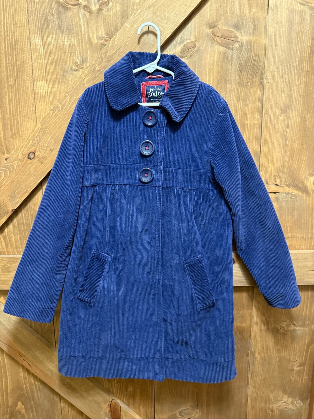 Mini Boden Navy Blue Corduroy Pea Coat